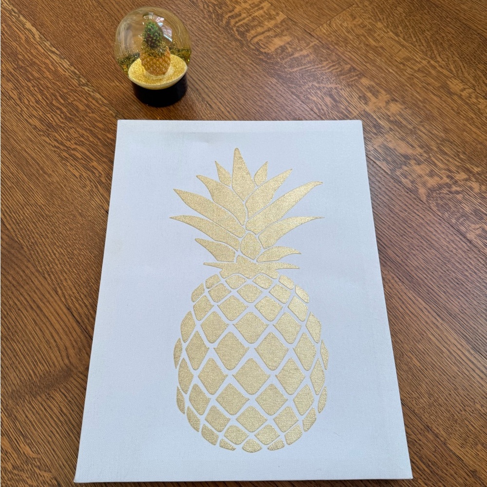 2 Gold Pineapple Decor Items
